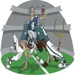 Cartoon of football tackle