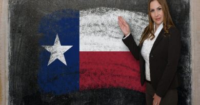 Texas Teacher with Texas Flag
