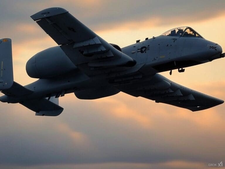 A-10 flying above clouds